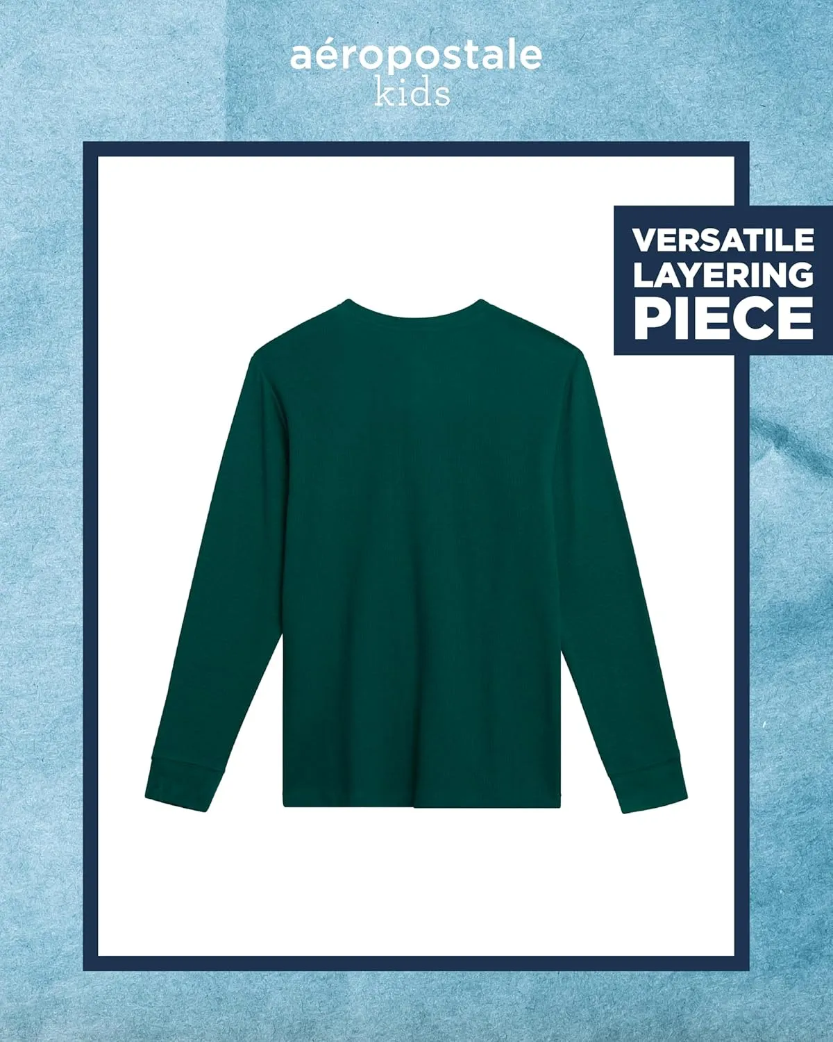 AEROPOSTALE Boys' Long Sleeve Henley Shirt - Cotton Ribbed Henley Long Sleeve Shirt - Thermal Henley Top for Boys (8-16)