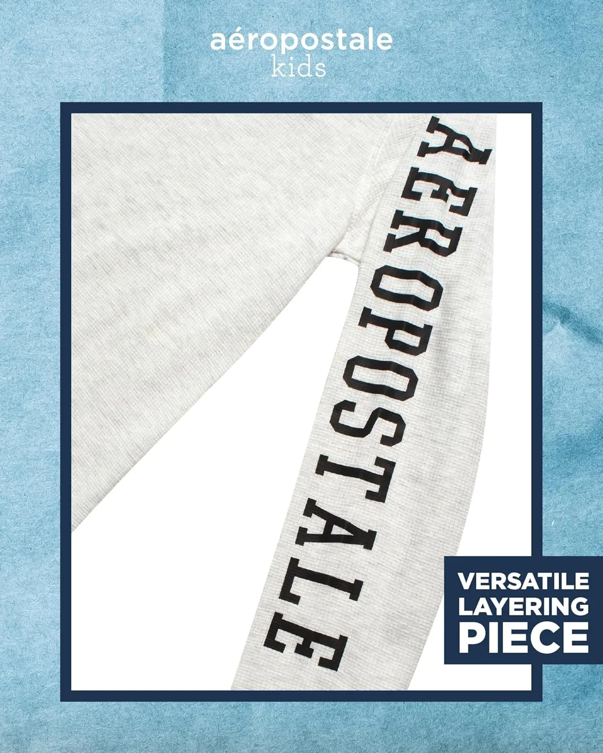 AEROPOSTALE Boys' Long Sleeve Shirt - Soft Blended Thermal Crewneck Long Sleeve Top - Casual Warm Baselayer for Boys (8-16)