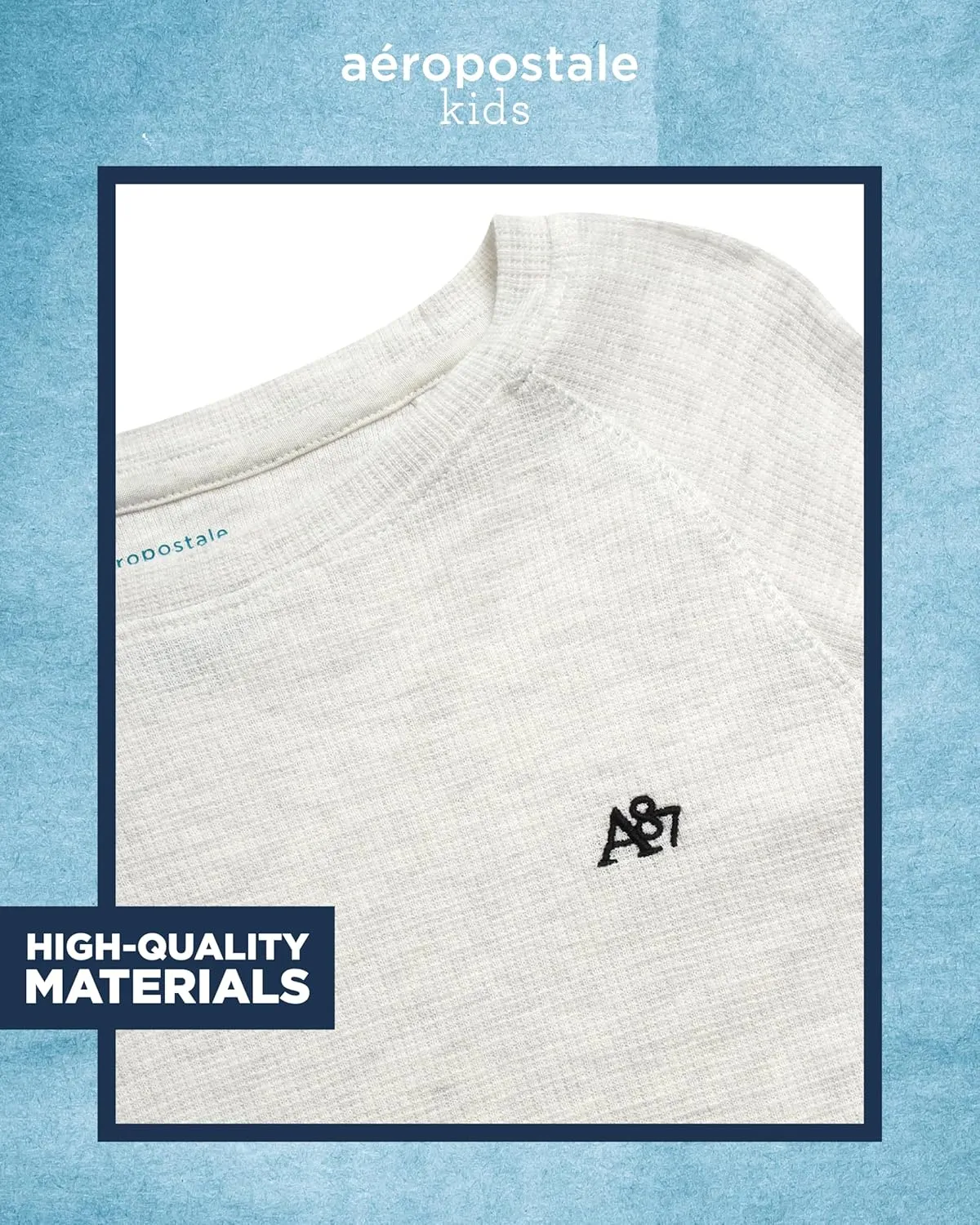 AEROPOSTALE Boys' Long Sleeve Shirt - Soft Blended Thermal Crewneck Long Sleeve Top - Casual Warm Baselayer for Boys (8-16)