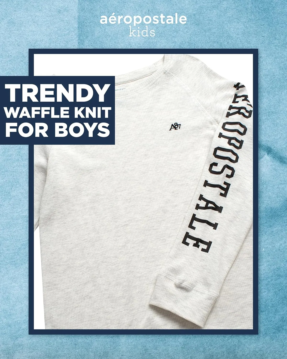 AEROPOSTALE Boys' Long Sleeve Shirt - Soft Blended Thermal Crewneck Long Sleeve Top - Casual Warm Baselayer for Boys (8-16)