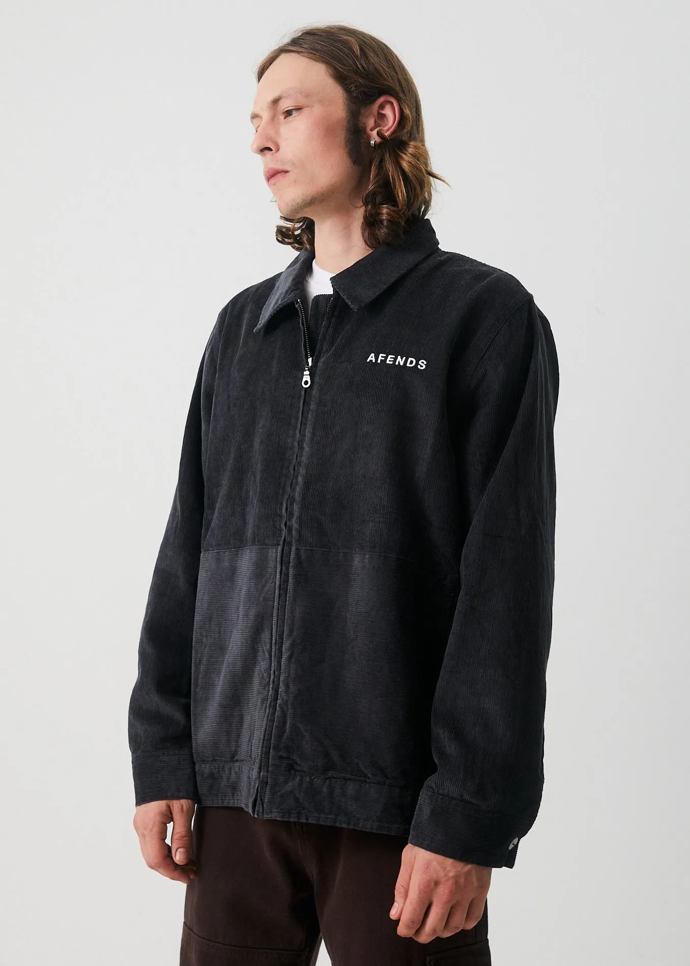 AFENDS Mens Mass - Hemp Corduroy Coach Jacket - Raven