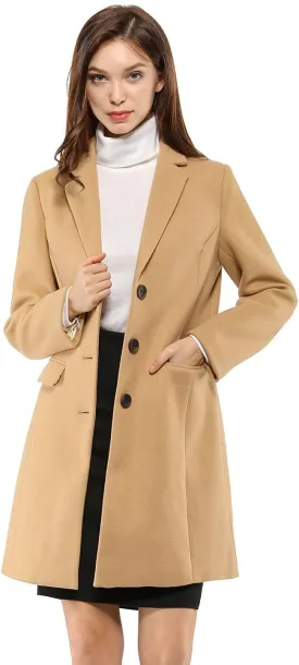Allegra K Women's 2024 Pea Coat Single Breasted Long Winter Coats for Women