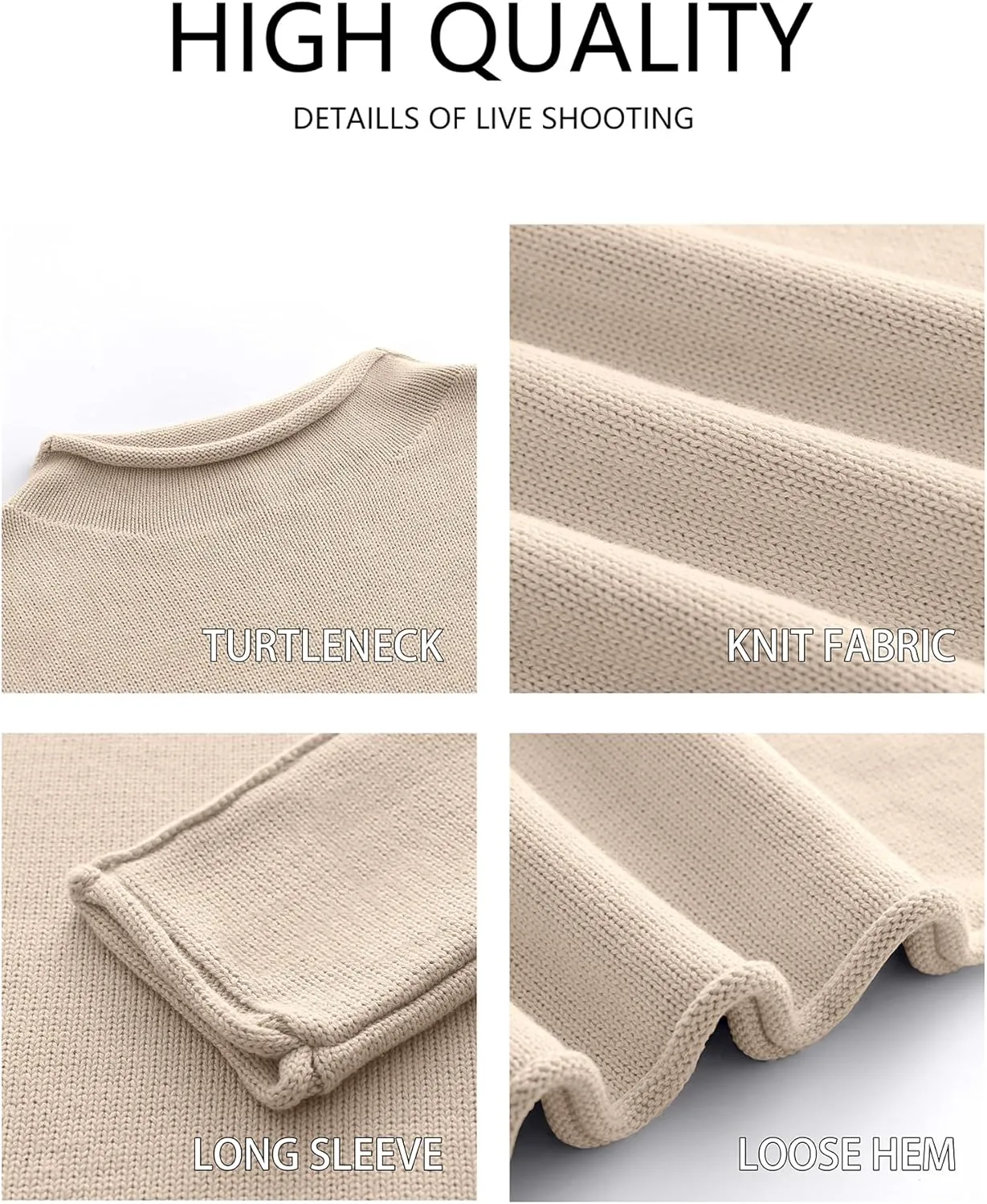 ANRABESS Women Casual Long Sleeve Mock Funnel Neck Knit Pullover Sweater Top 2025 Fall Fashion Outfits with Exposed Seam