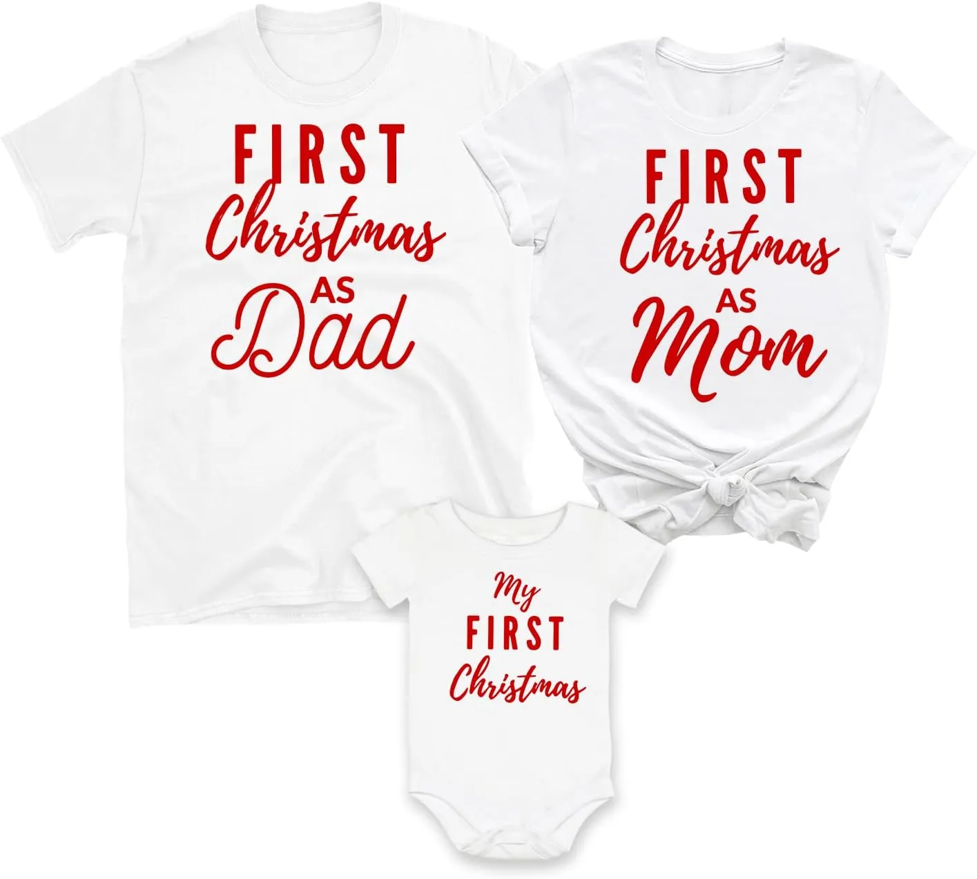Baby's First Christmas Matching Family Shirt, My 1st Christmas As Mom Dad T-Shirt, Family of Three Holiday Outfits