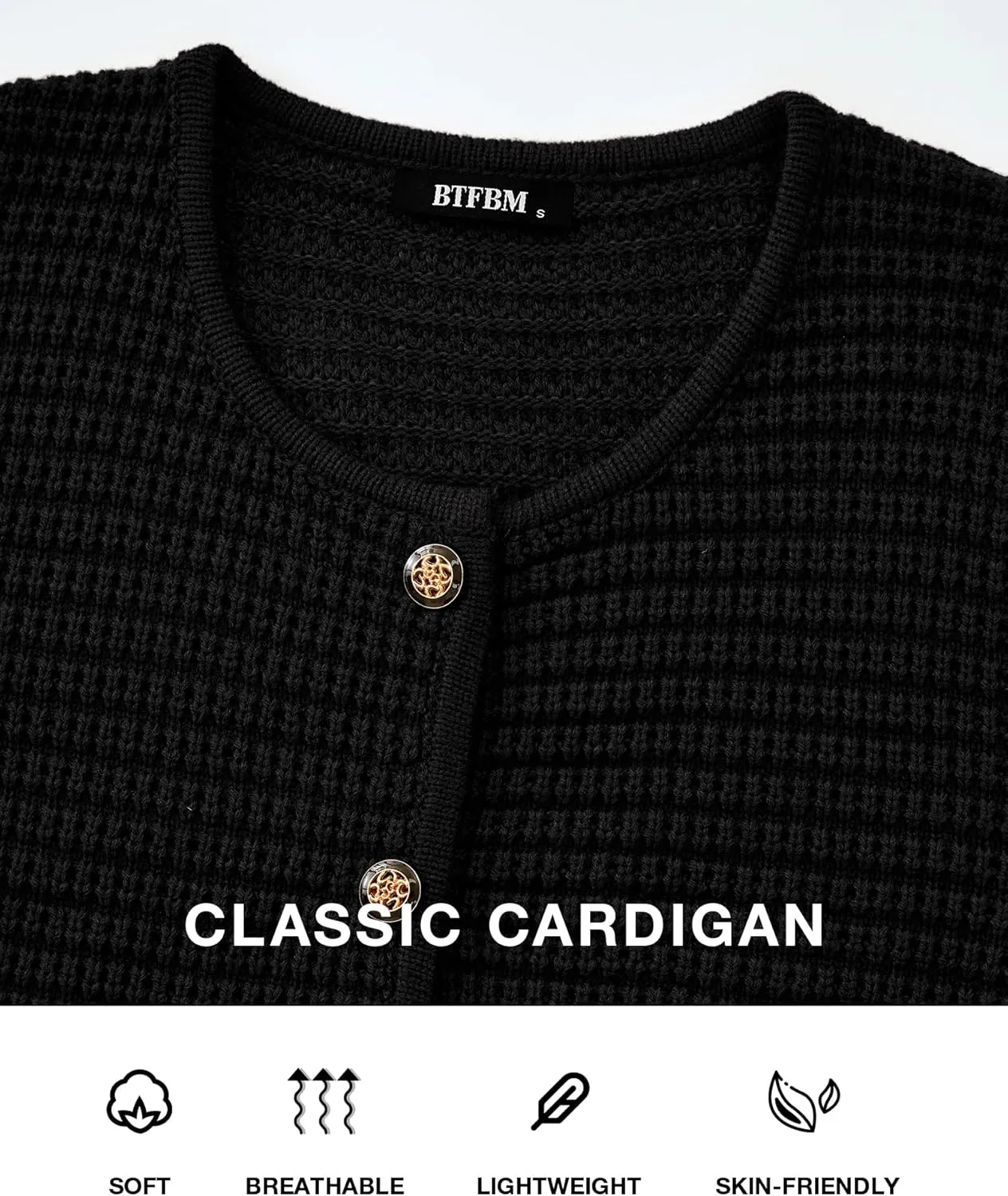 BTFBM Women Cardigan Sweaters Fall Fashion 2024 Button Down Long Sleeve Chunky Knit Open Front Tweed Jacket Outerwear