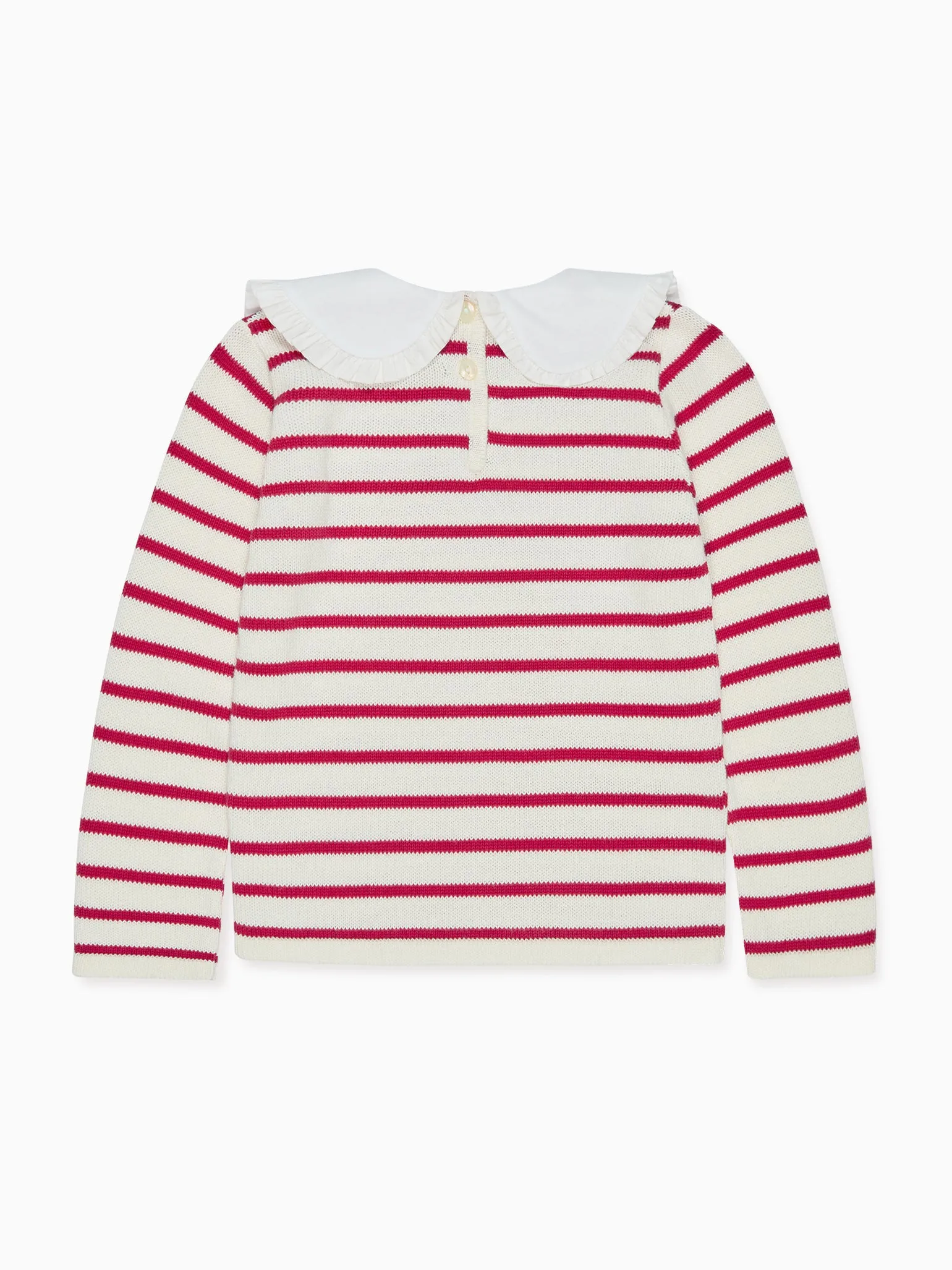 Burgundy Stripe Morissa Cotton Girl Sweater