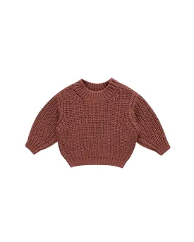 Chunky Knit Sweater in Cranberry