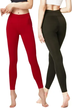 DEVOPS Women's 2 Pack Thermal Long Johns Underwear Leggings Pants
