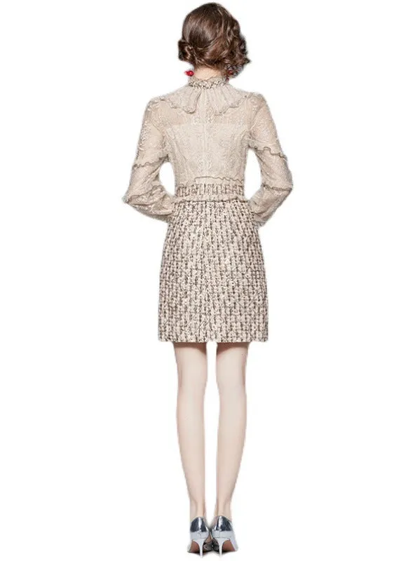 Embroidered Lace Stitching Sequined Dress