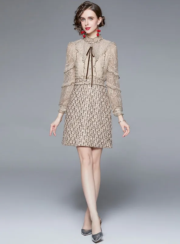 Embroidered Lace Stitching Sequined Dress