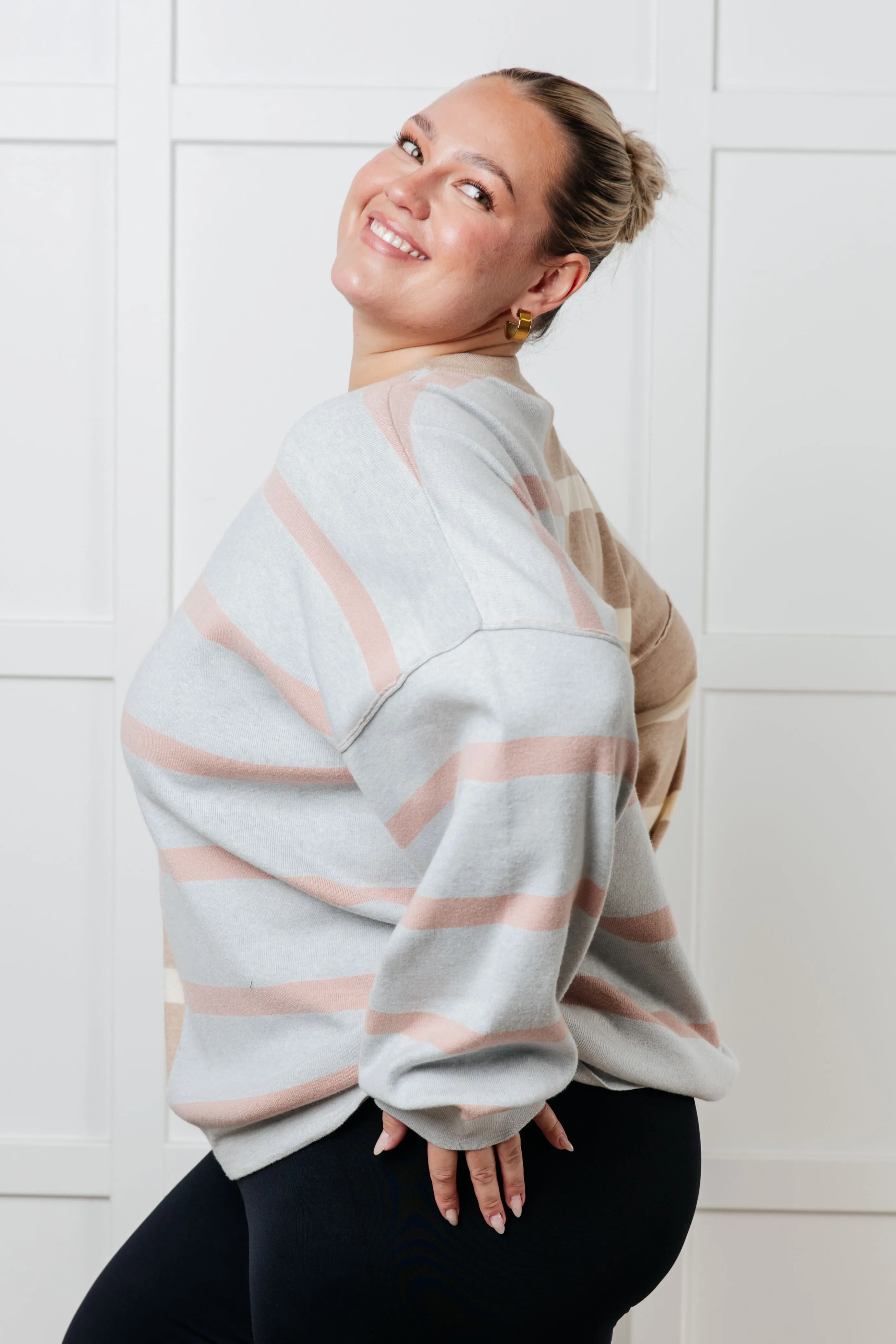 Exceptional Thought Striped Patchwork Sweater - 11/26