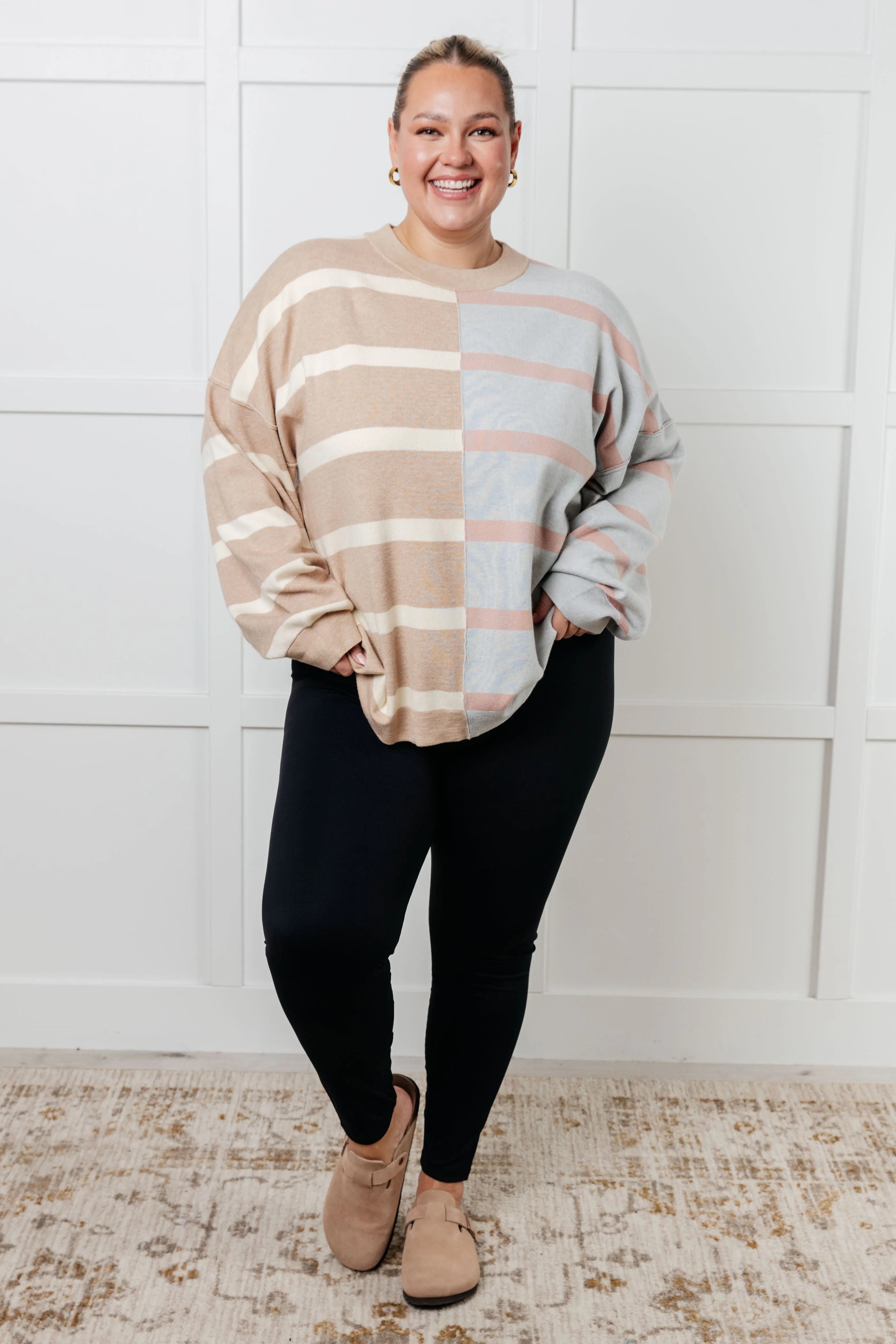Exceptional Thought Striped Patchwork Sweater - 11/26