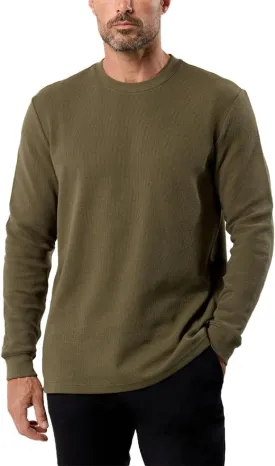 INTO THE AM Long Sleeve Waffle Knit Shirt S-4XL Premium Crew Neck Long John Thermal Shirts for Men
