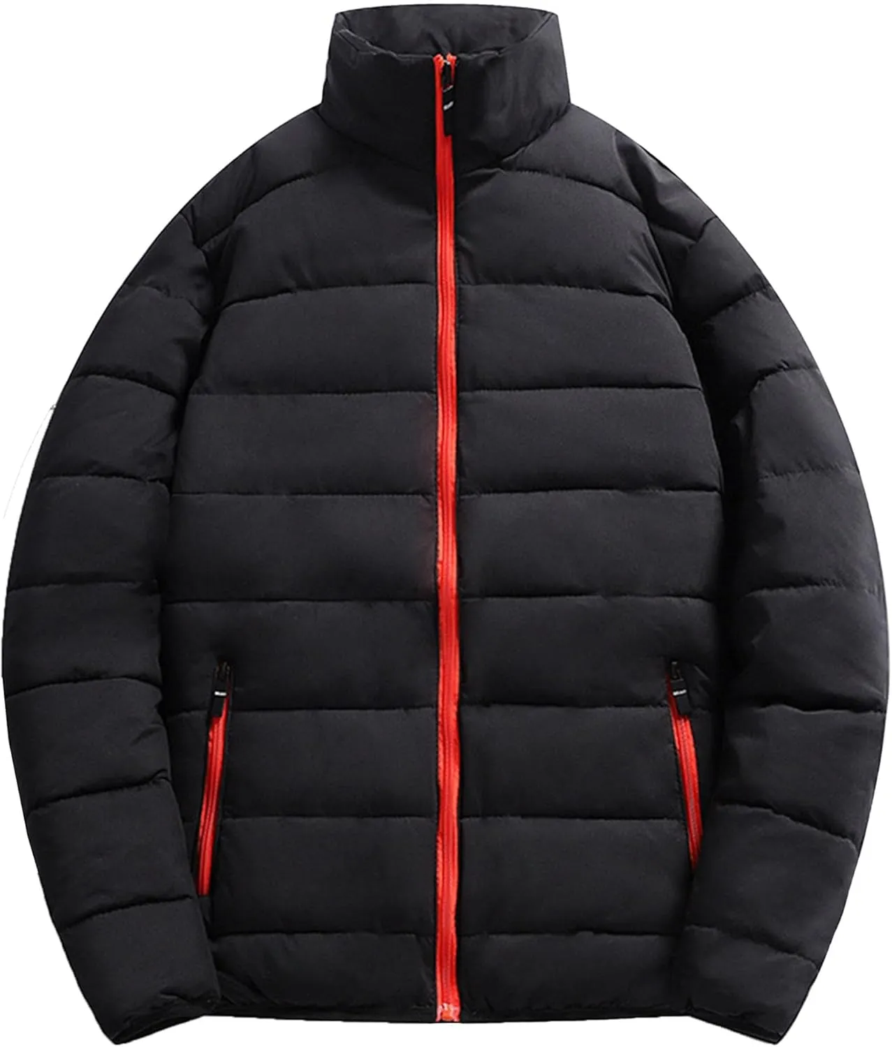 JEsilunmaMY Men's Stand Collar Thermal Puffer Jacket Full Zip Thicken Warm Down Coats Casual Loose Winter Padded Jacket