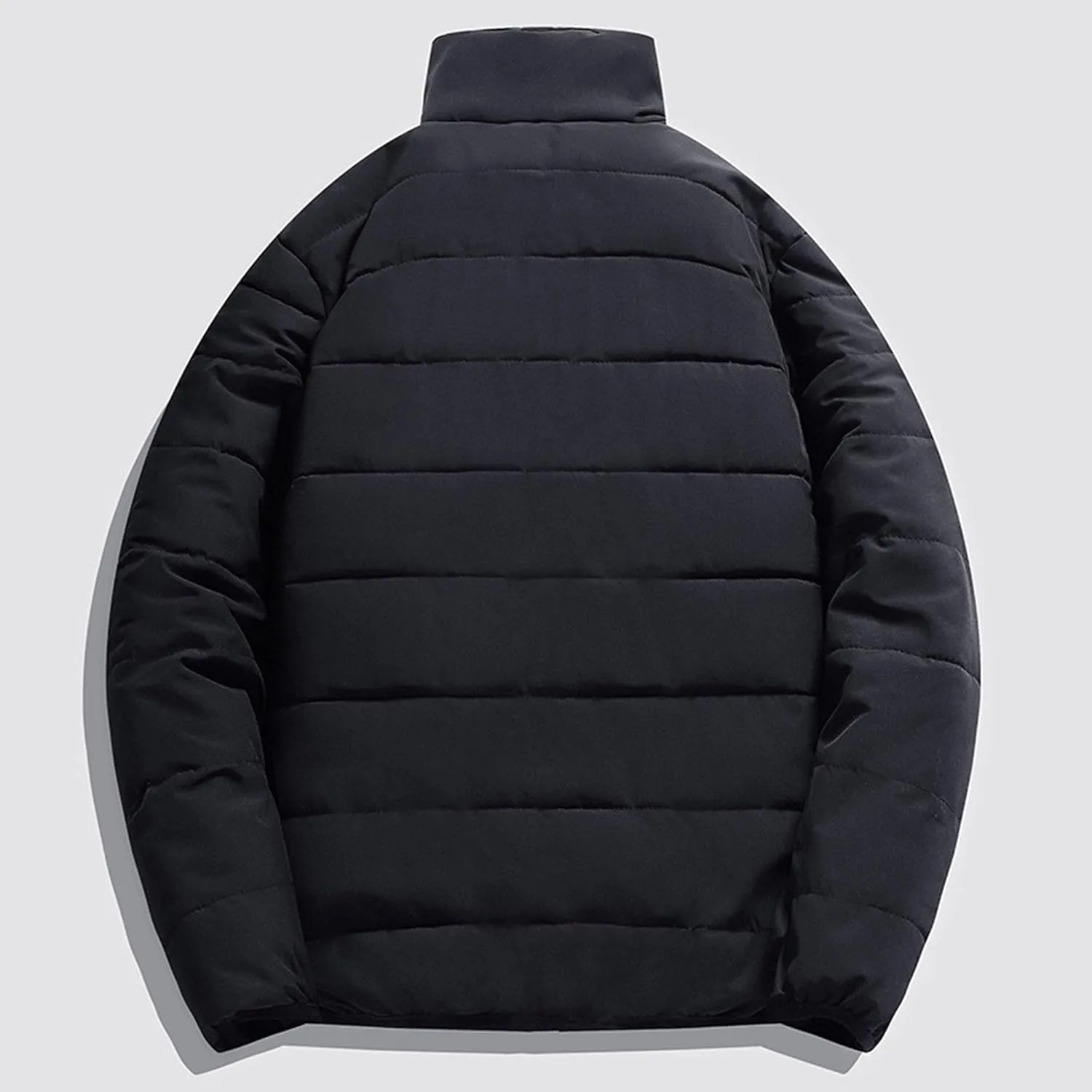 JEsilunmaMY Men's Stand Collar Thermal Puffer Jacket Full Zip Thicken Warm Down Coats Casual Loose Winter Padded Jacket