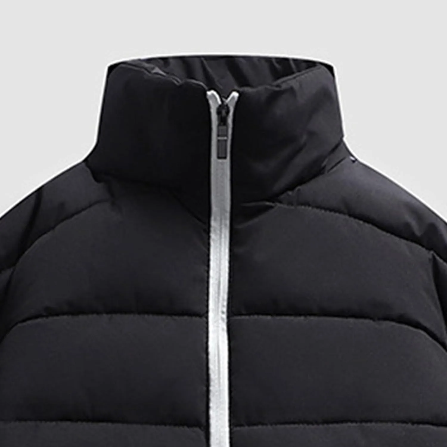 JEsilunmaMY Men's Stand Collar Thermal Puffer Jacket Full Zip Thicken Warm Down Coats Casual Loose Winter Padded Jacket
