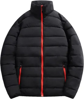 JEsilunmaMY Men's Stand Collar Thermal Puffer Jacket Full Zip Thicken Warm Down Coats Casual Loose Winter Padded Jacket