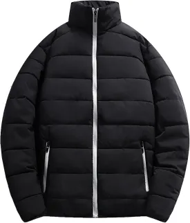 JEsilunmaMY Men's Stand Collar Thermal Puffer Jacket Full Zip Thicken Warm Down Coats Casual Loose Winter Padded Jacket