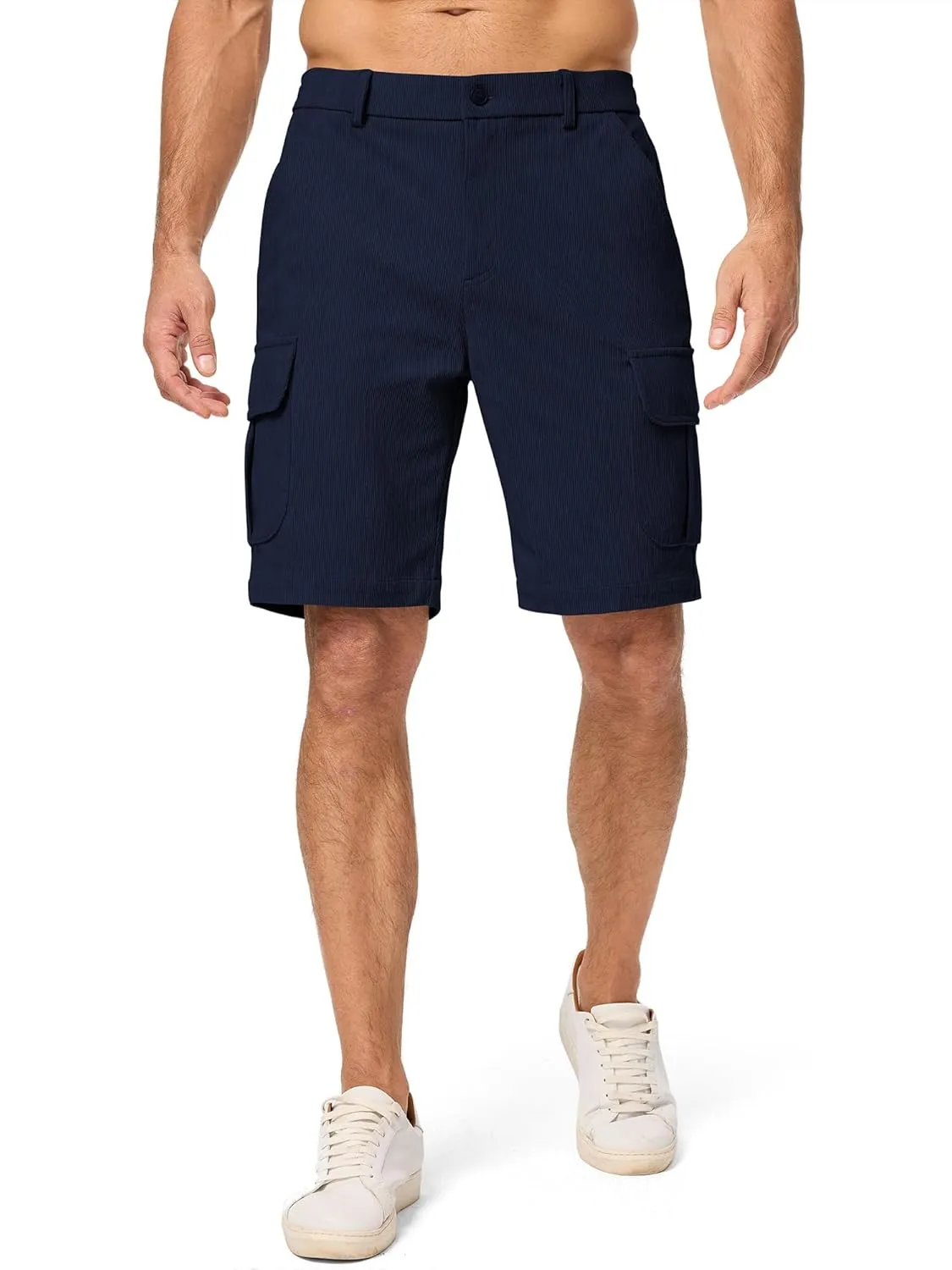 JMIERR Mens Cargo Shorts Corduroy Casual Elastic Waist Lightweight Outdoor Hiking Work Short