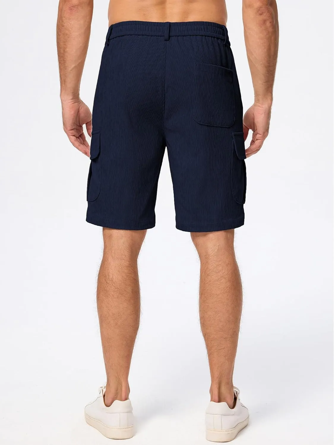 JMIERR Mens Cargo Shorts Corduroy Casual Elastic Waist Lightweight Outdoor Hiking Work Short