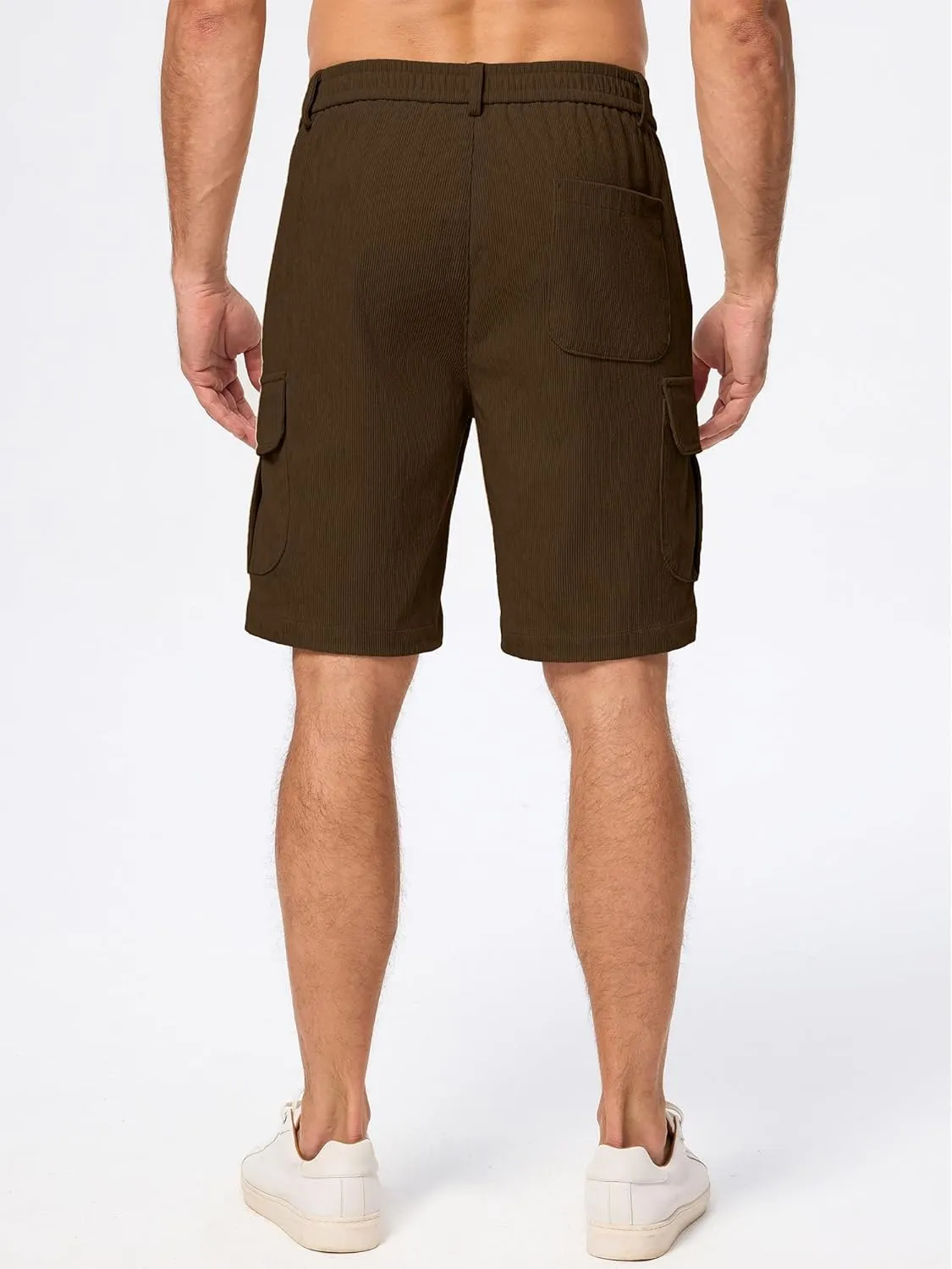 JMIERR Mens Cargo Shorts Corduroy Casual Elastic Waist Lightweight Outdoor Hiking Work Short