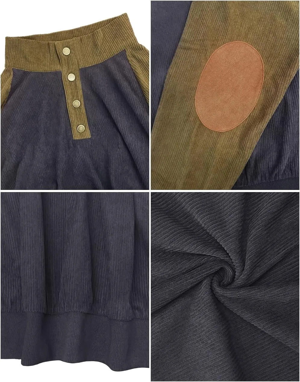 Mens Casual Corduroy Sweatshirt Long Sleeve Stand Collar 1/4 Button Up Pullover Fall Polo Sweaters