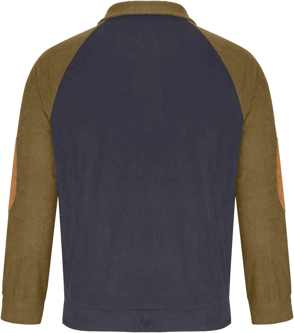 Mens Casual Corduroy Sweatshirt Long Sleeve Stand Collar 1/4 Button Up Pullover Fall Polo Sweaters