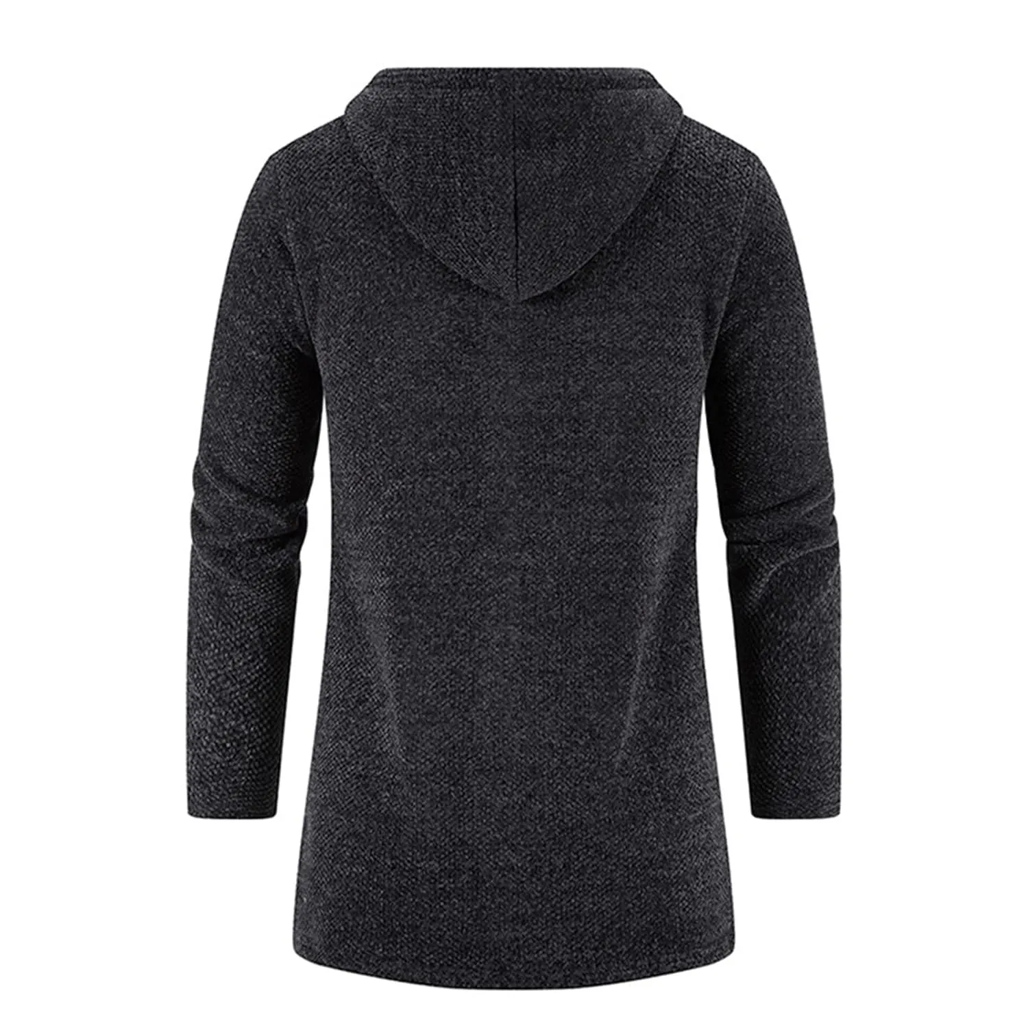 Mens Solid Knit Hooded Cardigan Full Zip Long Open Front Sweater Slim Fit Casual Lightweight Longline Cardigans (Dark Grey,Large)