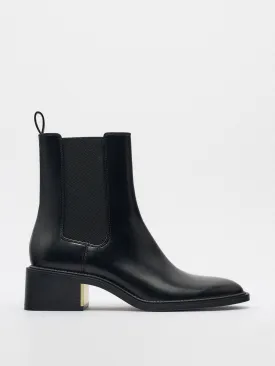 Metallic block heel ankle boots