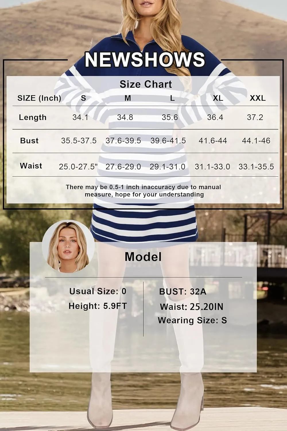 Newshows Women's Winter Sweater Dress 2024 Striped Long Sleeve Lapel Collar Chunky Knit Slouchy Oversized Sweaters