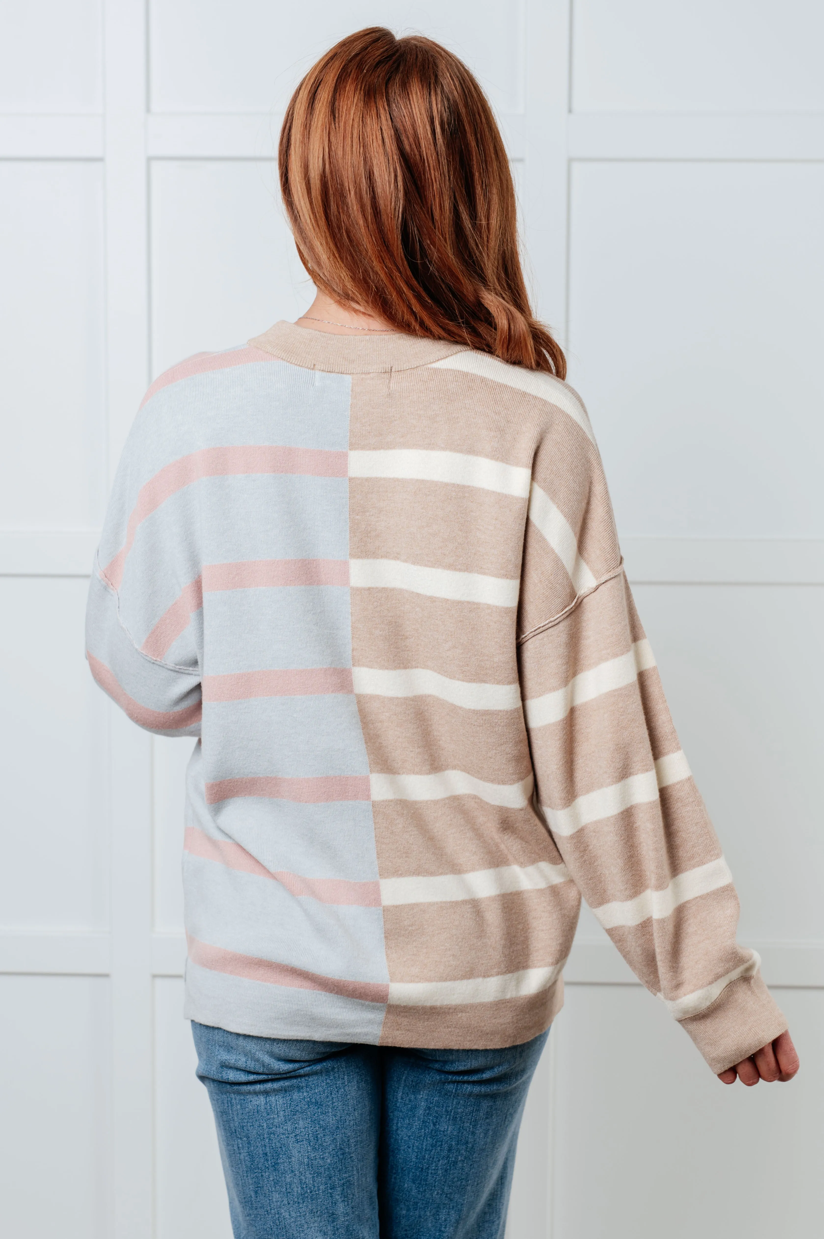 One Eleven North Exceptional Thought Striped Patchwork Sweater