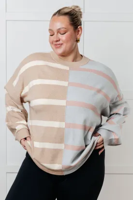 One Eleven North Exceptional Thought Striped Patchwork Sweater