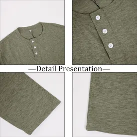 Opomelo Men's Henley Shirts Long Sleeve Casual Lightweight Pullover Shirts Fashion Slim Fit Button T-Shirts