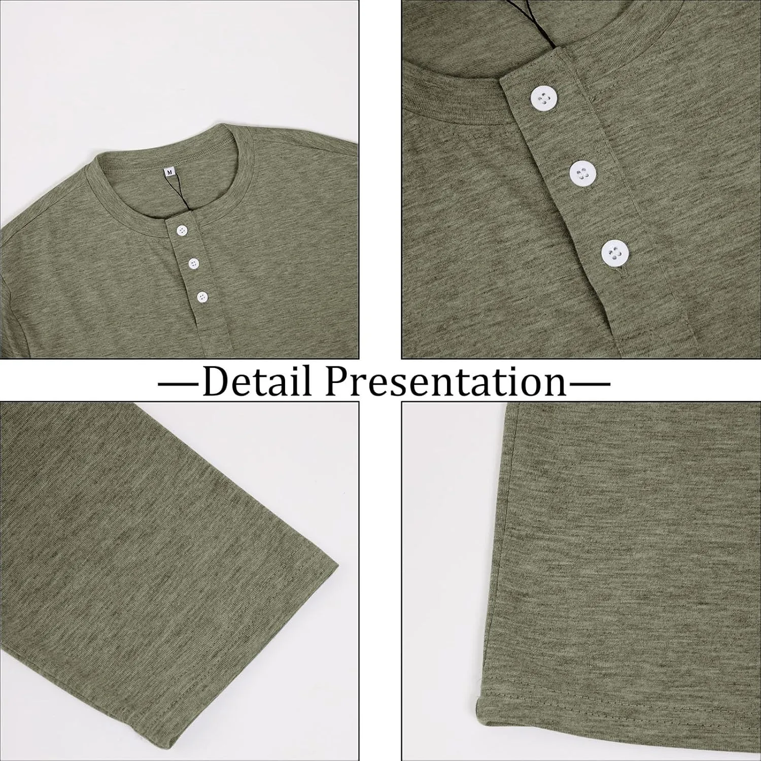 Opomelo Men's Henley Shirts Long Sleeve Casual Lightweight Pullover Shirts Fashion Slim Fit Button T-Shirts