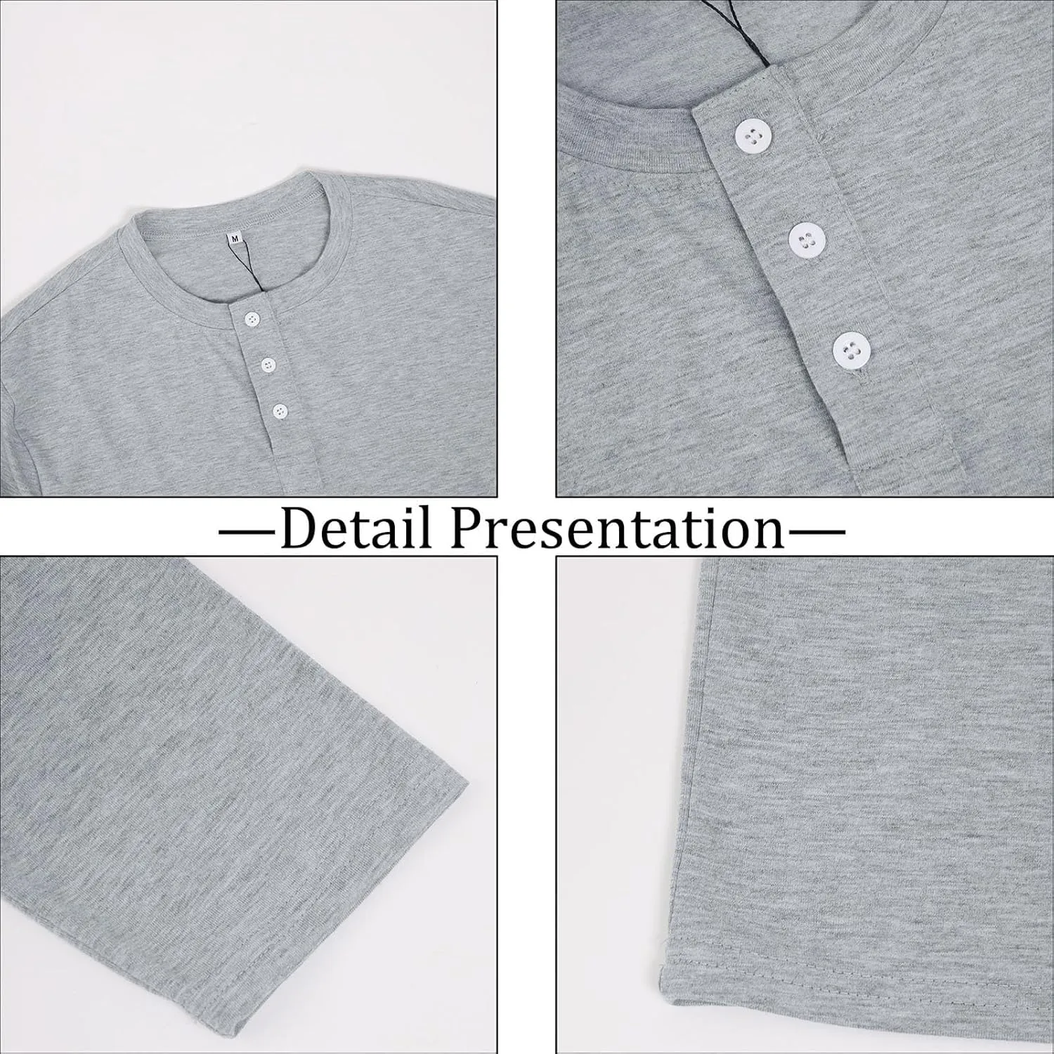 Opomelo Men's Henley Shirts Long Sleeve Casual Lightweight Pullover Shirts Fashion Slim Fit Button T-Shirts
