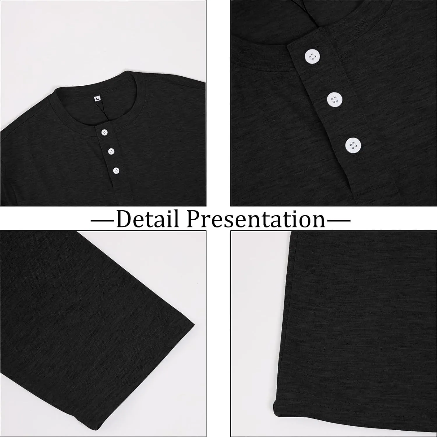 Opomelo Men's Henley Shirts Long Sleeve Casual Lightweight Pullover Shirts Fashion Slim Fit Button T-Shirts