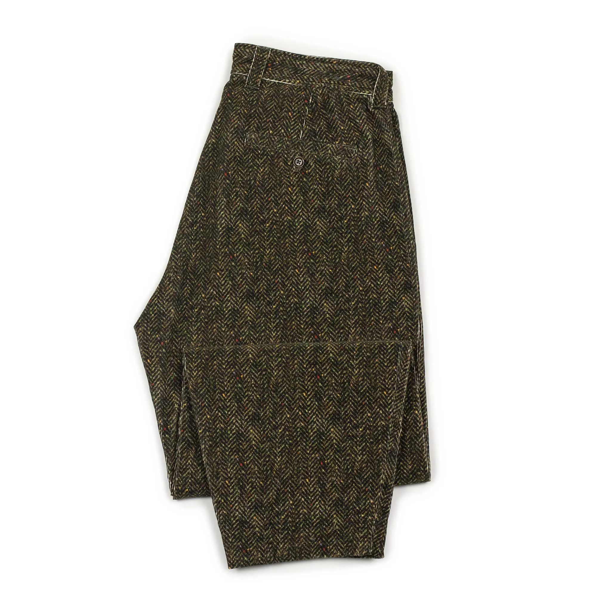 Pegtop pants in tweed screen printed cotton corduroy