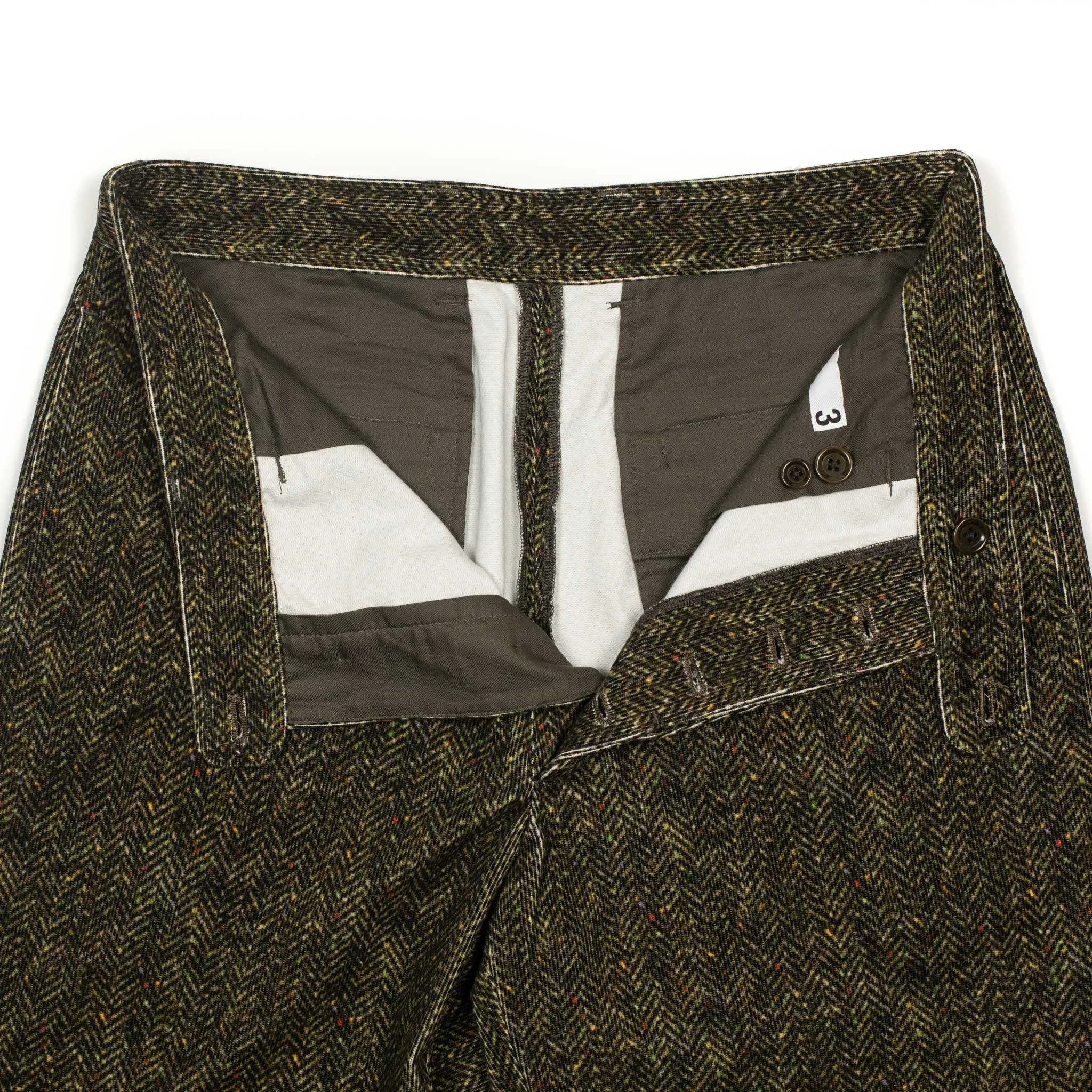 Pegtop pants in tweed screen printed cotton corduroy