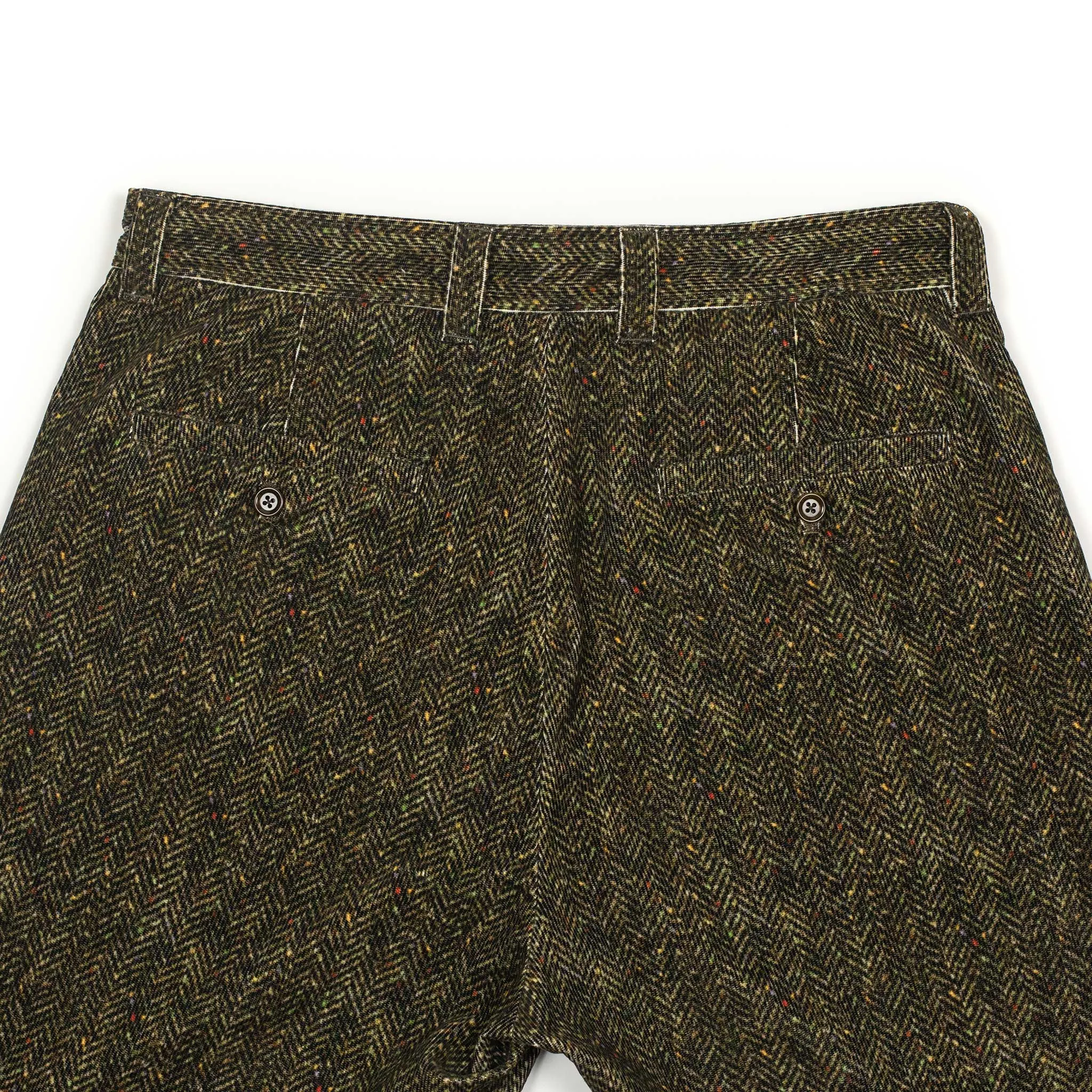 Pegtop pants in tweed screen printed cotton corduroy