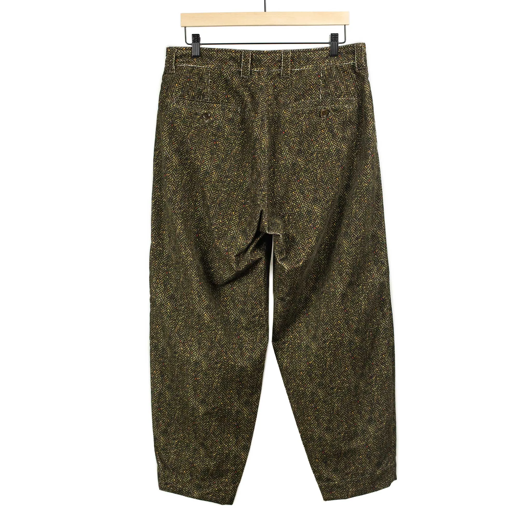 Pegtop pants in tweed screen printed cotton corduroy