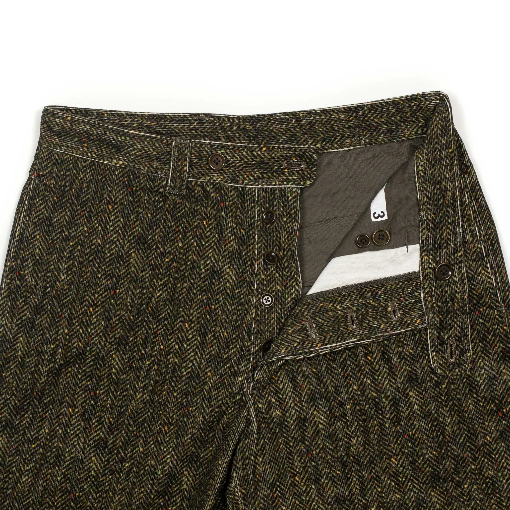 Pegtop pants in tweed screen printed cotton corduroy