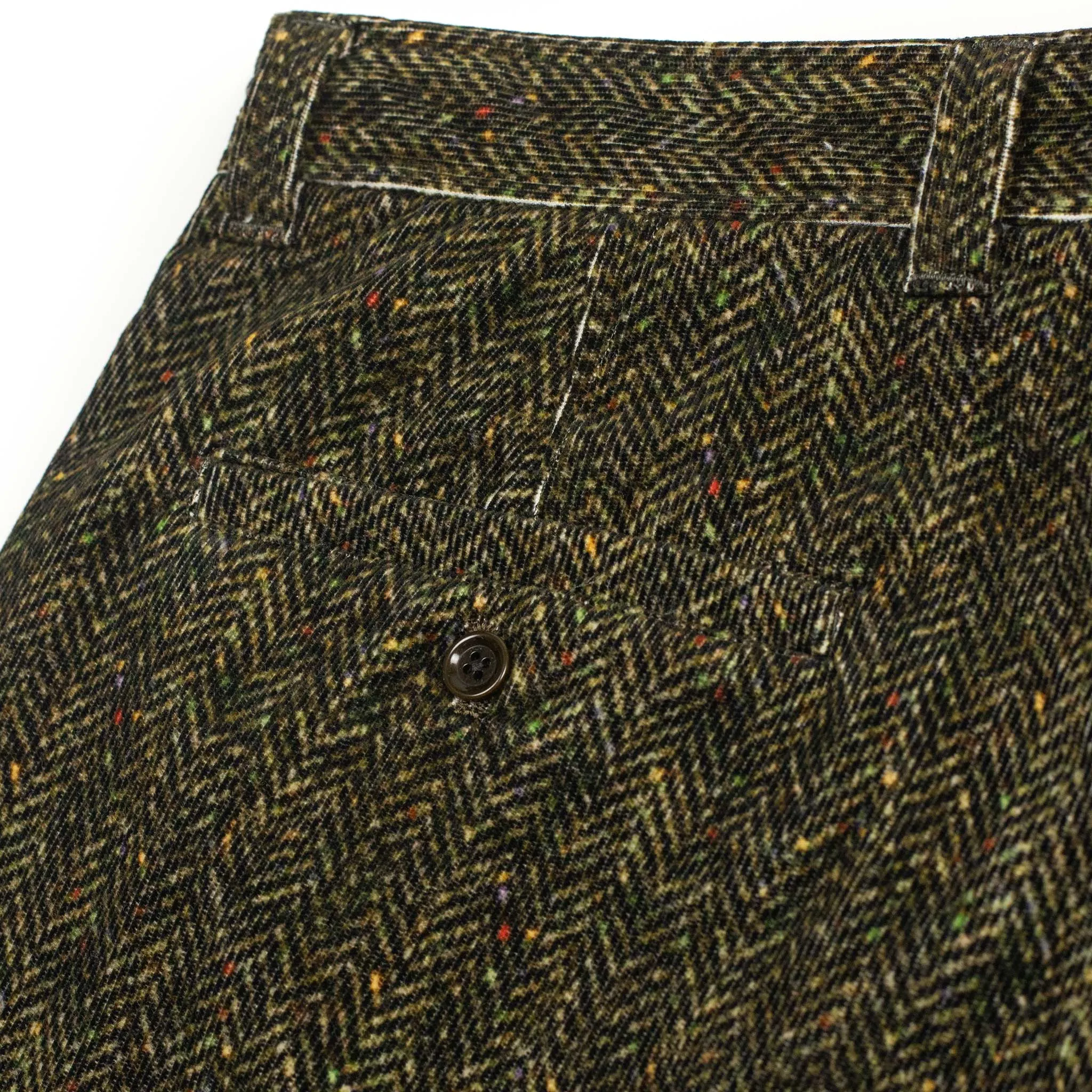 Pegtop pants in tweed screen printed cotton corduroy