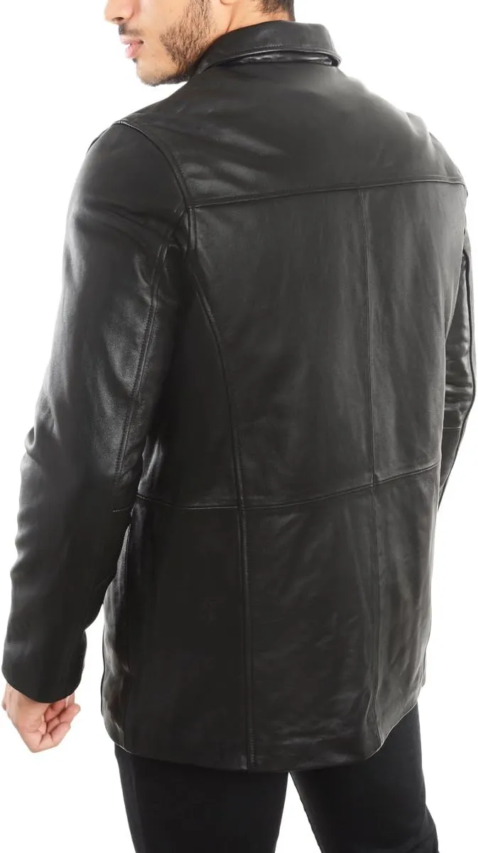 REED EST. 1950 Men's Jacket Genuine Lambskin Leather Four Button Car Coat