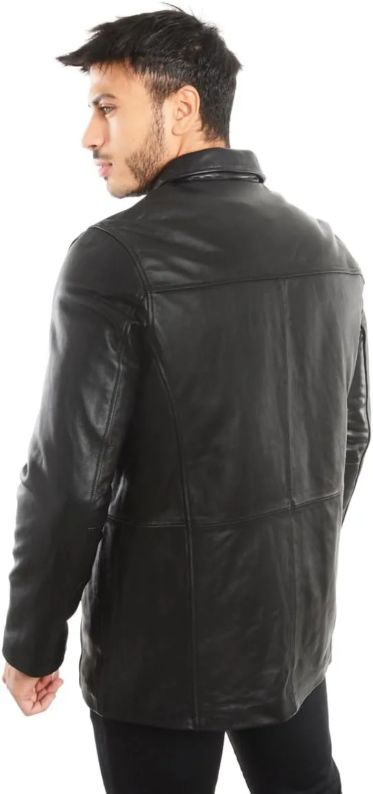 REED EST. 1950 Men's Jacket Genuine Lambskin Leather Four Button Car Coat