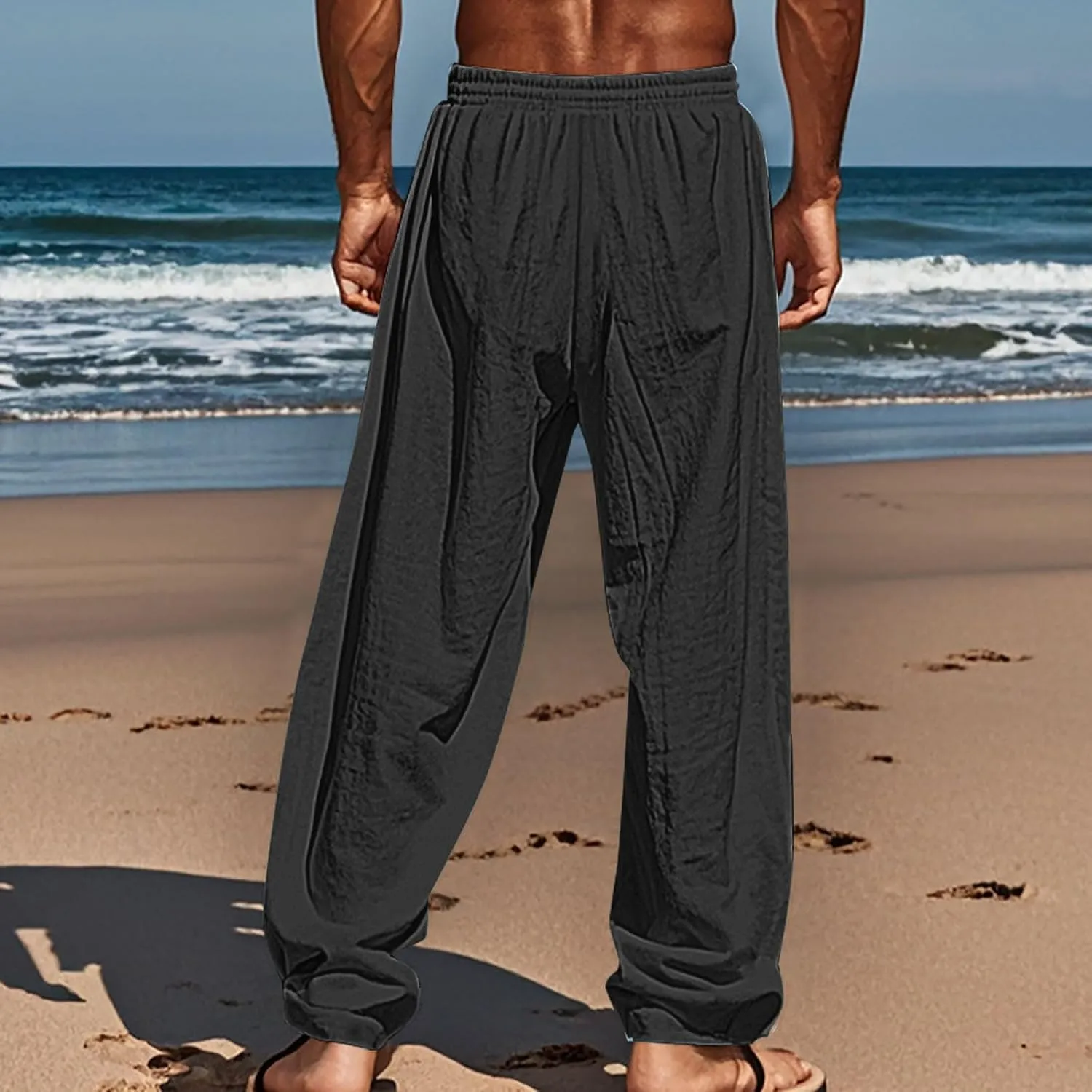 Relaxed Fit Hawaiian Pineapple Pants for Men Lightweight Beach Sweatpants Tropical Graphic Drawstring Lounge Vacation