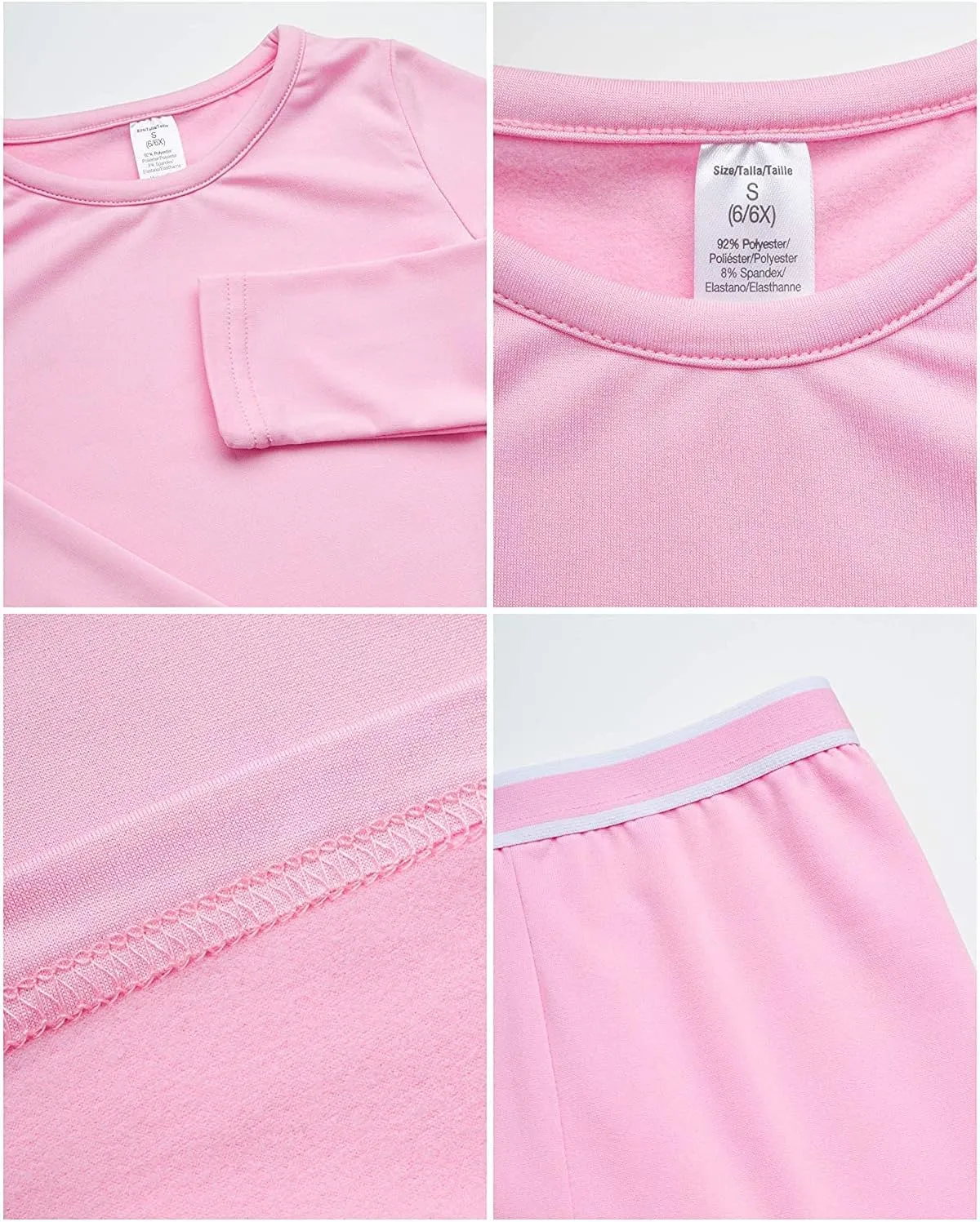 Rene Rofe Girls' Performance Thermal Underwear Set - 4 Piece Cozy Fleece Long Johns Base Layer Set for Girls (Sizes: 2T-16)