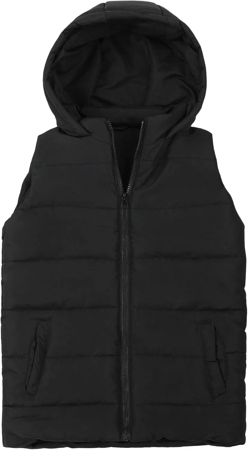 SNOW DREAMS Boys Puffer Vest Hooded Quilted Outwear Sleeveless Jacket Lined Zipper Waistcoat