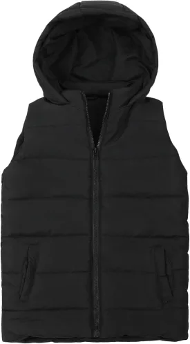SNOW DREAMS Boys Puffer Vest Hooded Quilted Outwear Sleeveless Jacket Lined Zipper Waistcoat