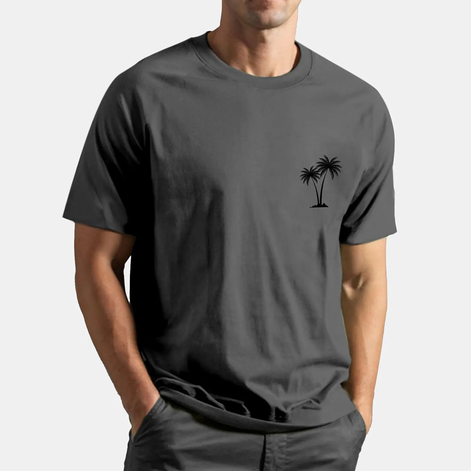 T Shirts for Man Palm Tree Printed Graphic Tees Casual Summer Beach Tops Short Sleeve Crew Neck Basic Tee Shirts