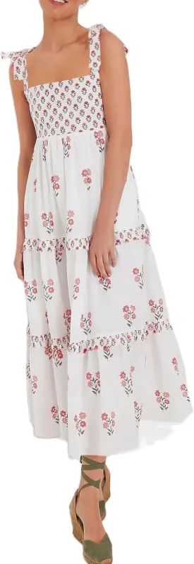 Women Summer Boho Tie Shoulder Dress Y2k Floral Smocked Flowy Long Dress Ruffle Tiered Beach Vocation Sundress